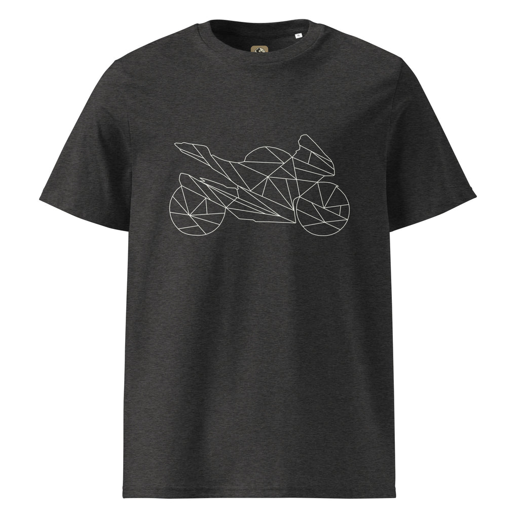 GSX-R bike shirt for men by The Biker Mule in dark gray with geometric motorcycle design