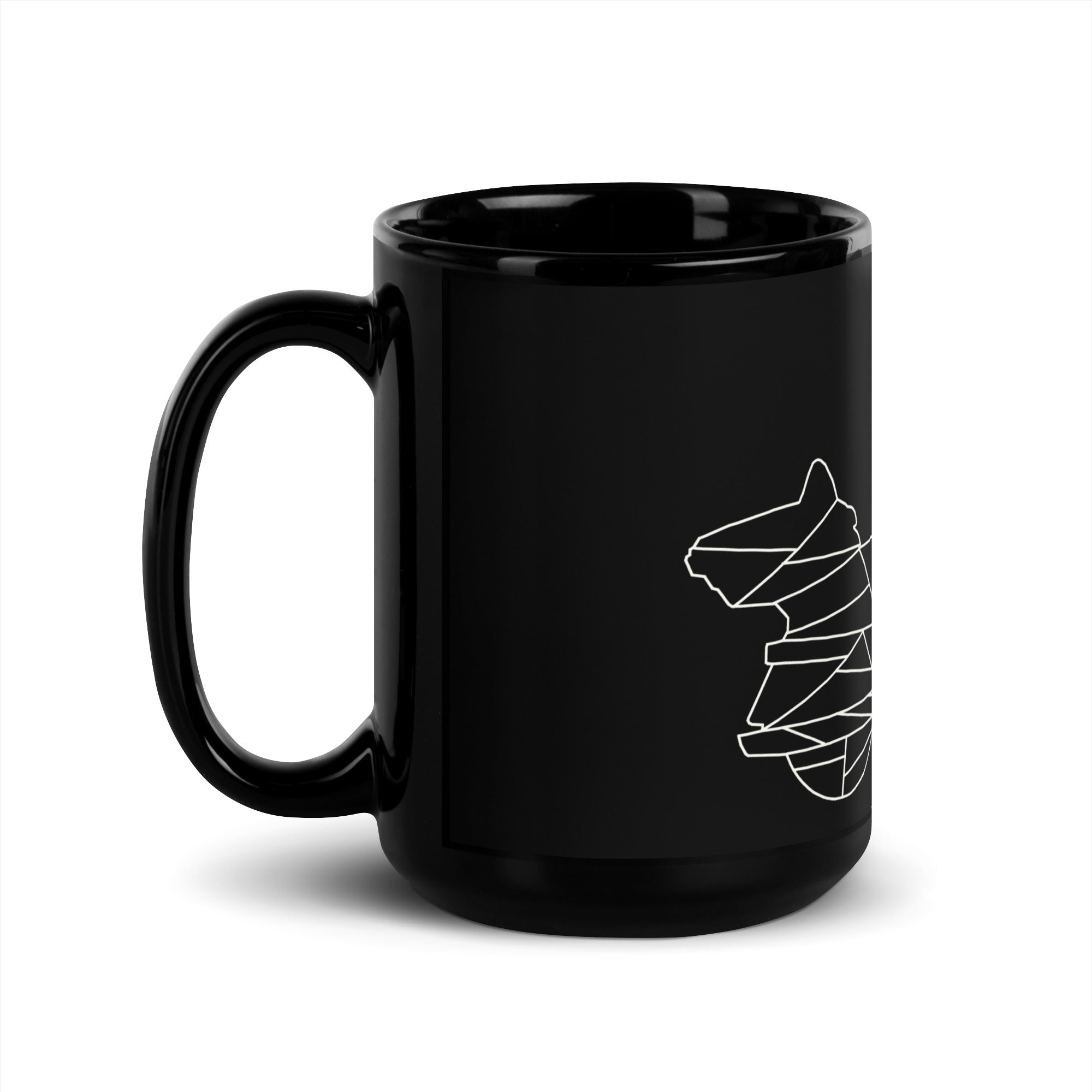 Black ceramic mug with minimalist white motorcycle design perfect motorcycle enthusiast gift