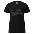 Black women motorcycle t-shirt from The Biker Mule featuring a geometric motorcycle design