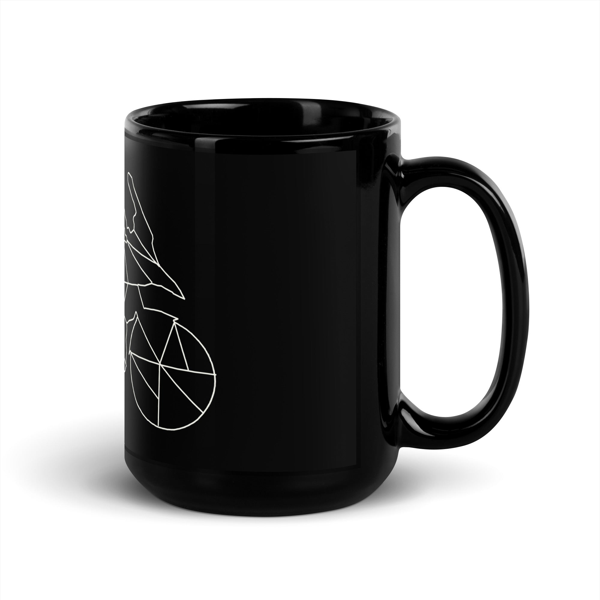 Black ceramic mug with white geometric GS motorcycle design from The Biker Mule perfect GS motorcycle gift