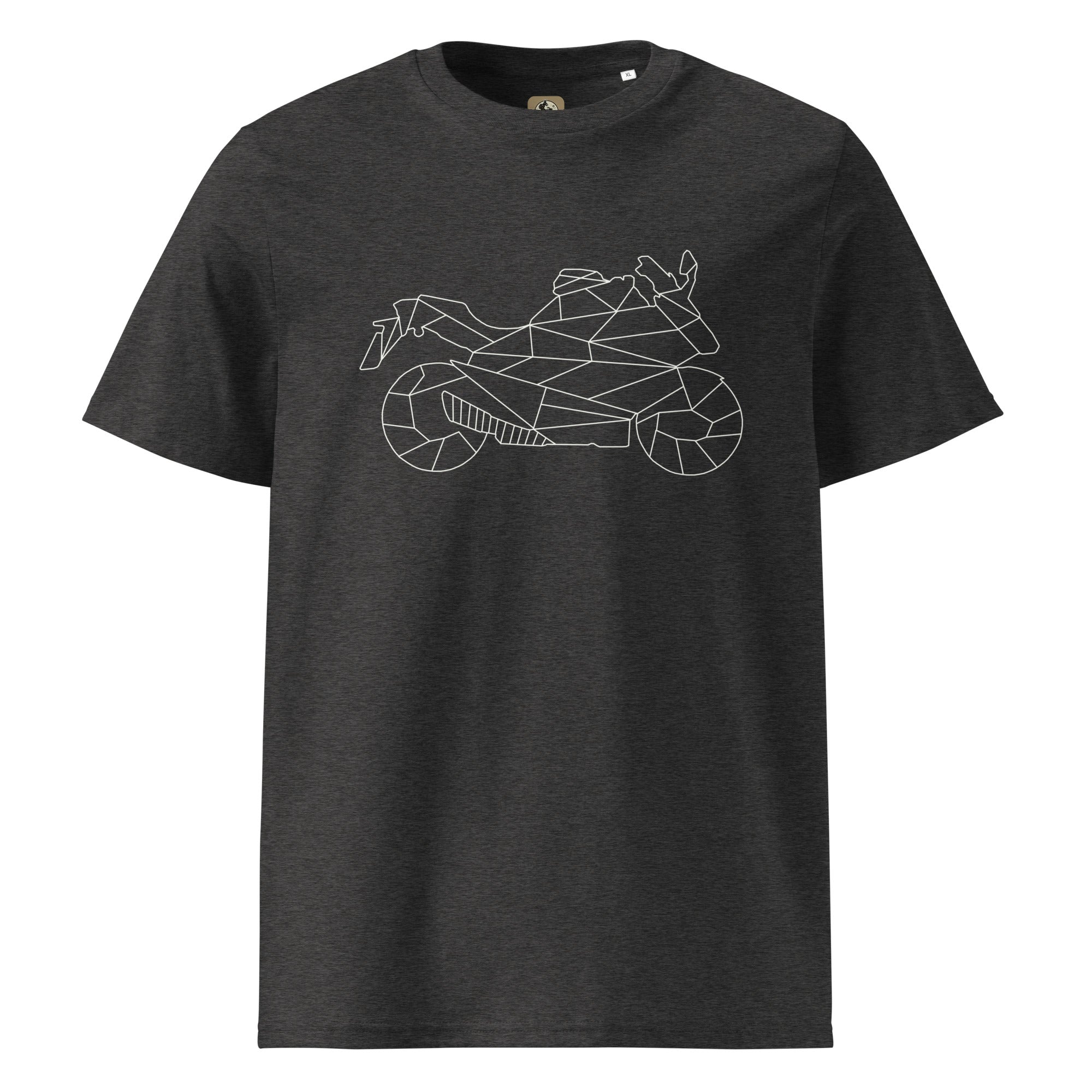 The Biker Mule black t-shirt with geometric motorcycle design for motorcycle enthusiast shirt lovers