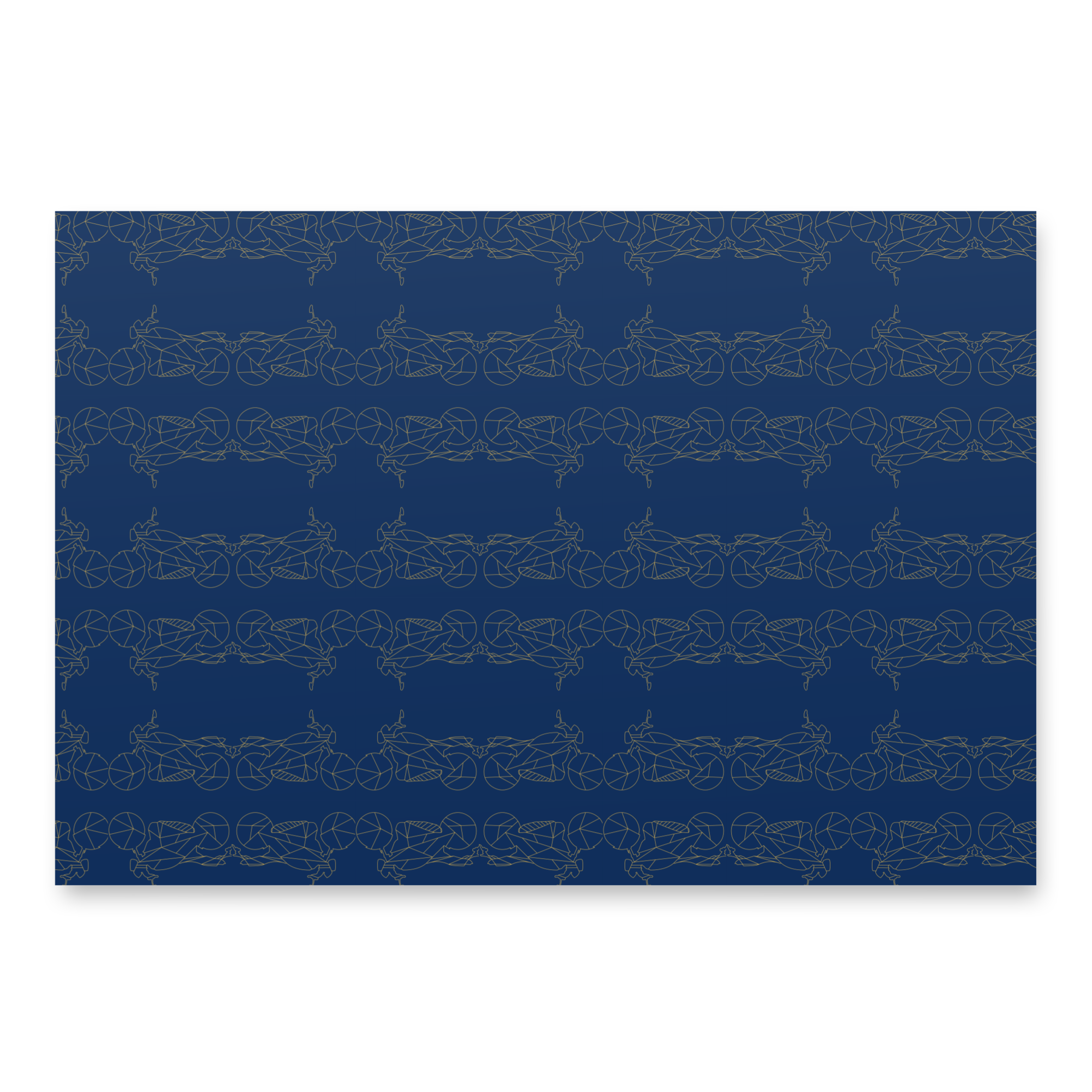 Navy blue motorcycle gift wrapping paper with intricate bike designs for stylish presents