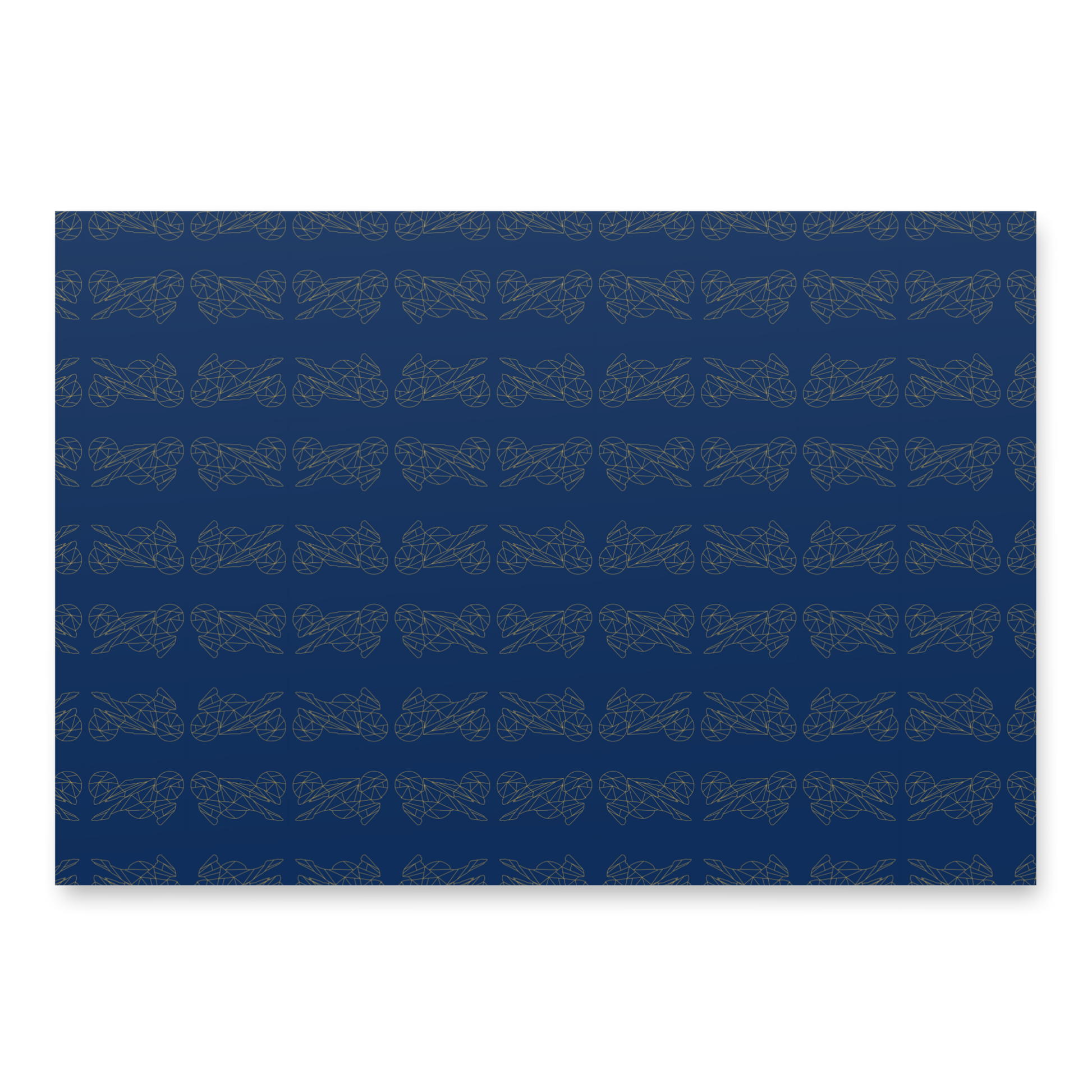 Navy blue motorcycle gift wrapping paper featuring intricate biker designs for a unique presentation
