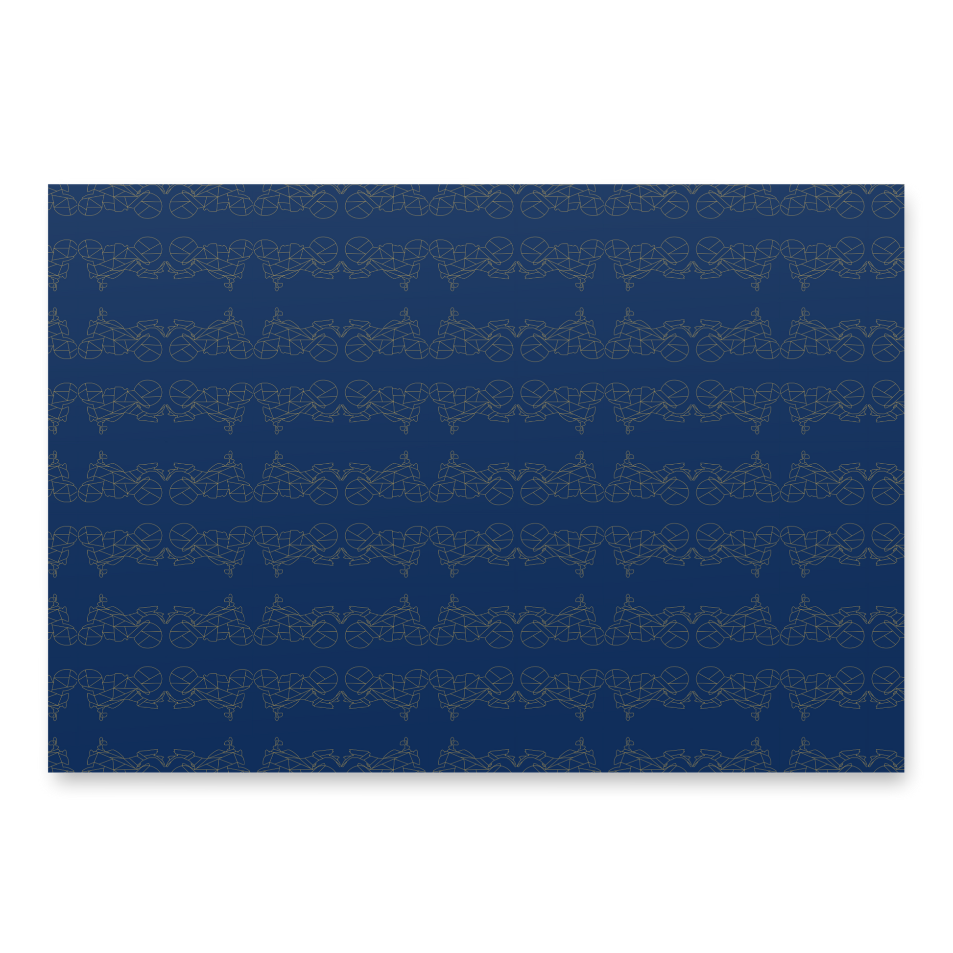 Navy motorcycle gift wrapping paper with a stylish continuous motorcycle pattern for special occasions