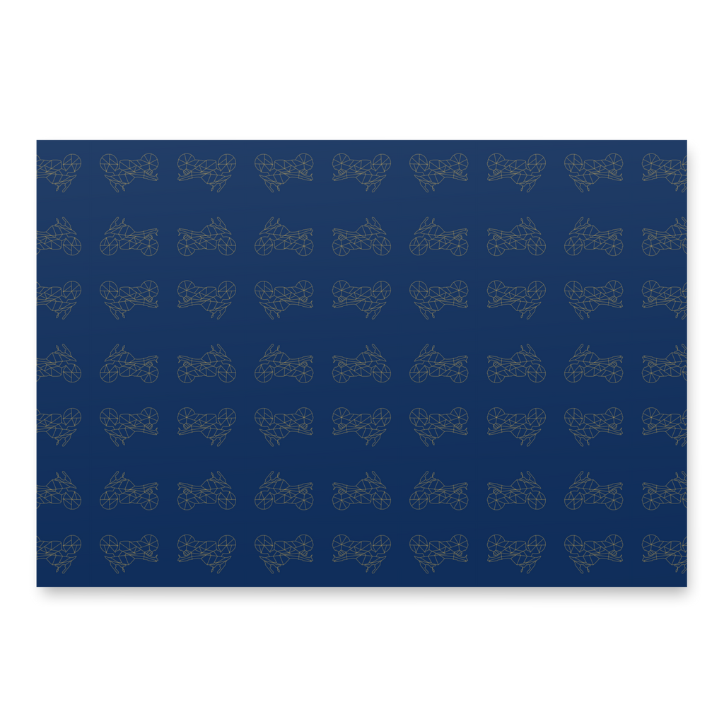 Blue motorcycle gift wrapping paper featuring stylish motorcycle designs for bikers