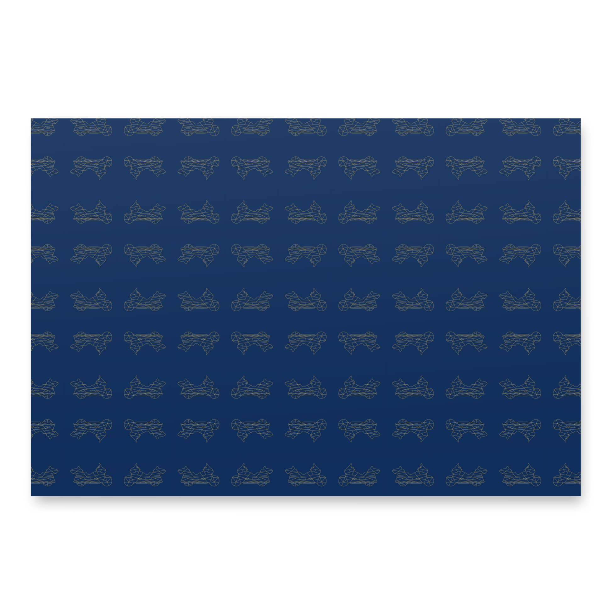 Navy blue motorcycle gift wrapping paper featuring playful motorcycle patterns for bikers