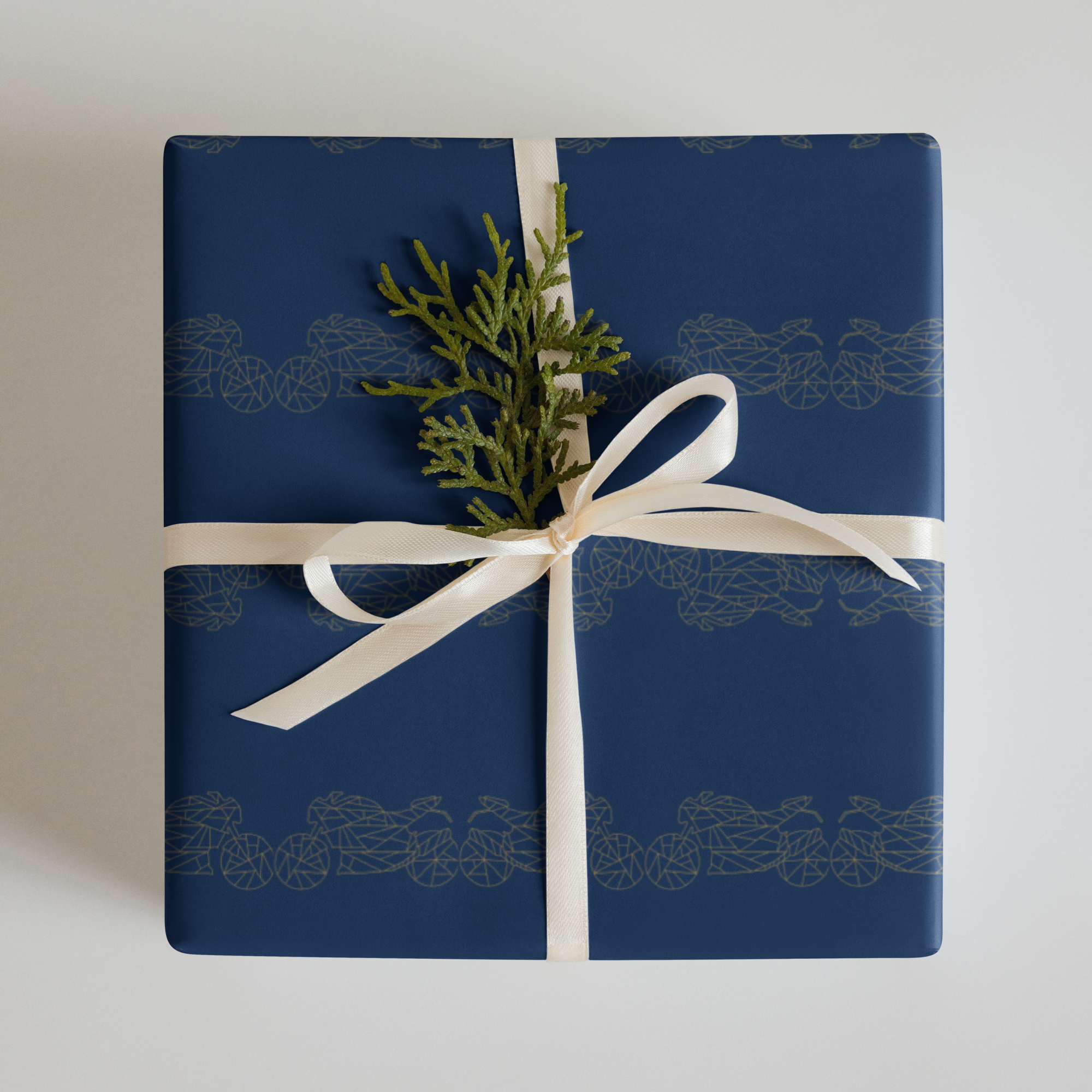 Navy motorcycle gift wrapping paper featuring a stylish motorcycle design, perfect for bike enthusiasts