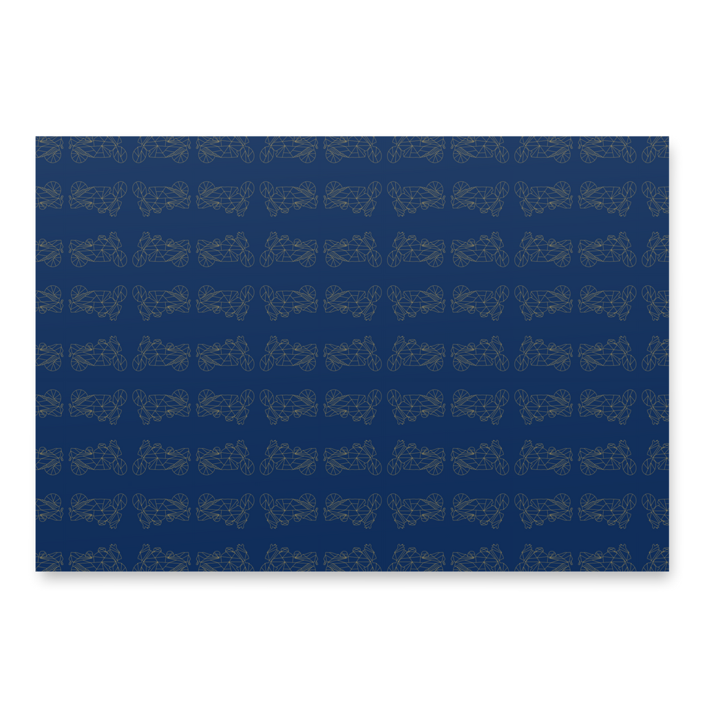 Navy Blue Motorcycle Gift Wrapping Paper with Detailed Motorcycle Illustrations for Bikers