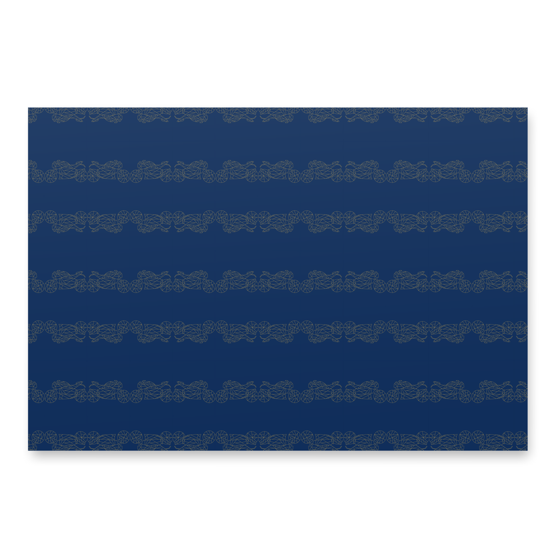 Navy blue motorcycle gift wrapping paper with intricate bike-inspired designs for unique gift presentation