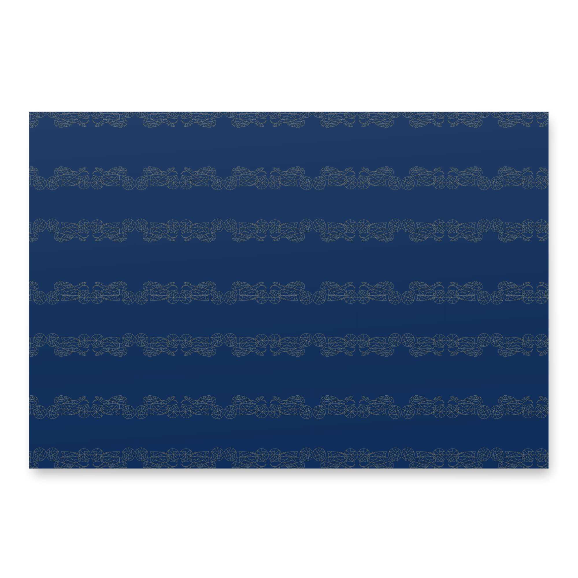 Navy blue motorcycle gift wrapping paper with intricate bike-inspired designs for unique gift presentation