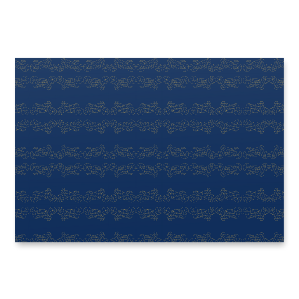Navy blue motorcycle gift wrapping paper featuring intricate motorcycle designs for any biker enthusiast