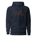 Navy The Biker Mule Motorcycle Halloween Hoodie featuring a geometric motorcycle design