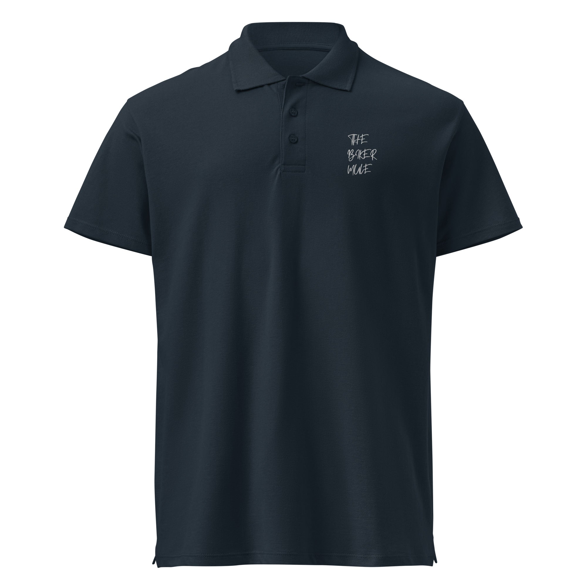The Biker Mule black motorcycle polo shirt with collar and short sleeves