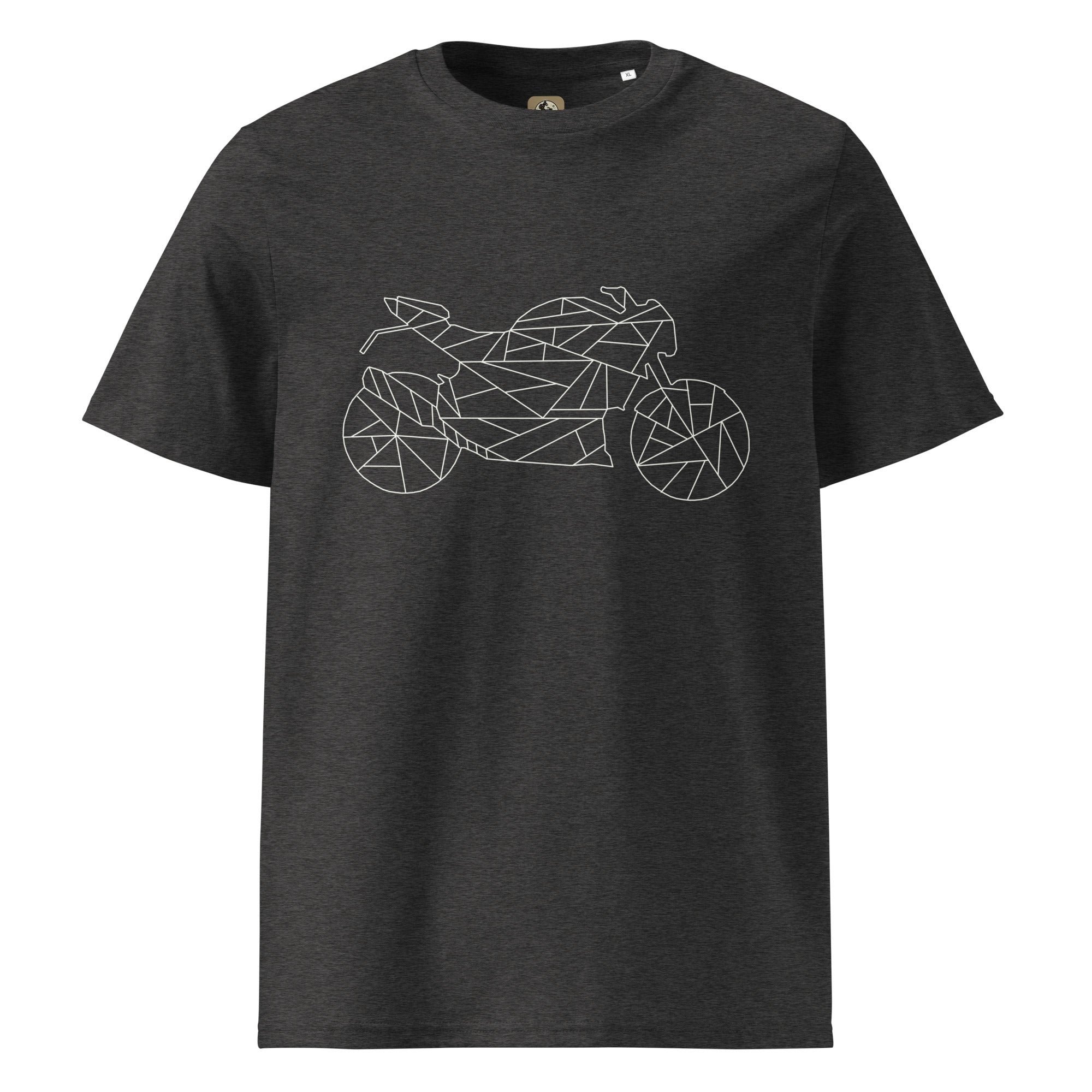 The Biker Mule unique motorcycle t shirt with geometric motorcycle design in gray