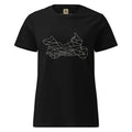 Black women motorcycle t-shirt from The Biker Mule with geometric motorcycle graphic design