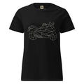 Black women motorcycle t-shirt from The Biker Mule with geometric motorcycle line art design